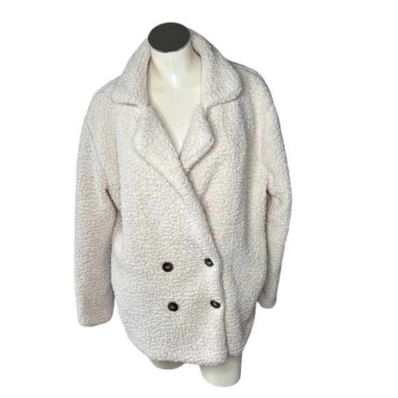 COEUR DE VAGUE Sherpa Fusion Double Breasted Teddy Jacket Women's Size XL - Picture 5 of 16